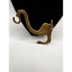 Vintage Brass India Elephant Double Hook Wall Hooks Coats Trunk UP 3.5 x 3.5 in